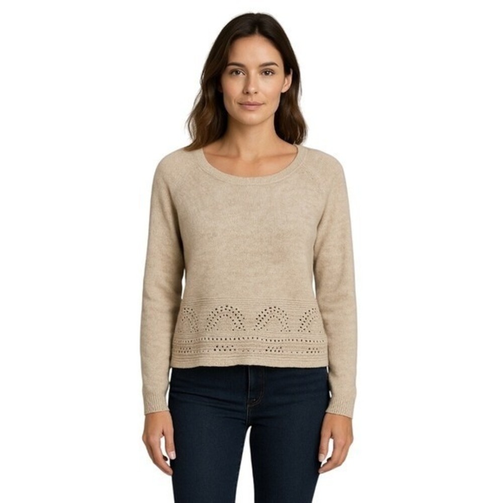 2 for $50 Troubadour Sweater L Beige Cashmere Blend Quiet Luxury Coastal Grandma